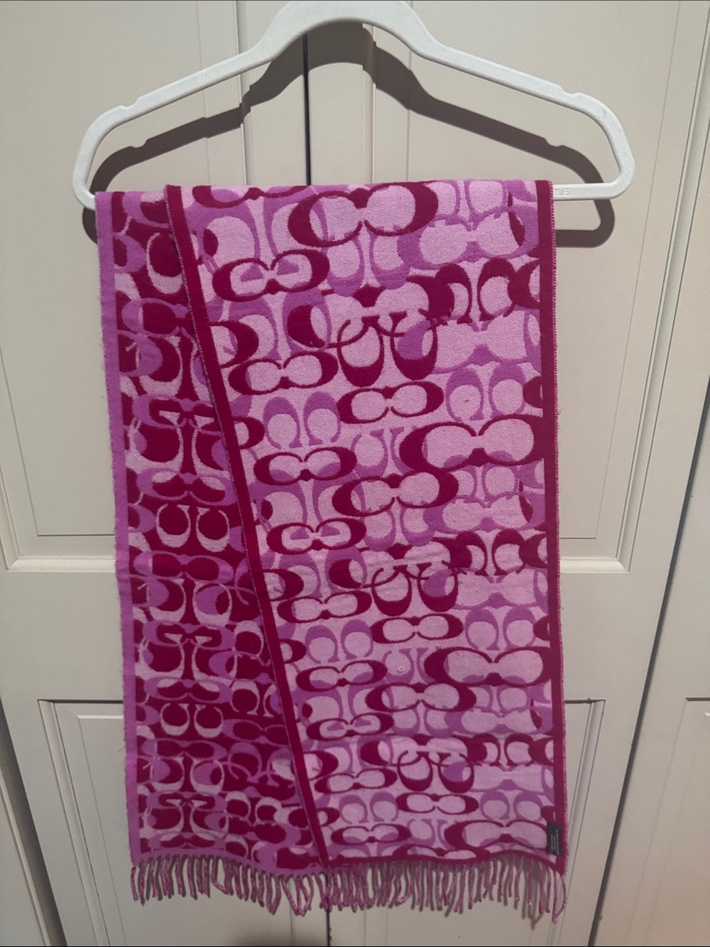 Coach Pink and Magenta Signature Jacquard Scarf